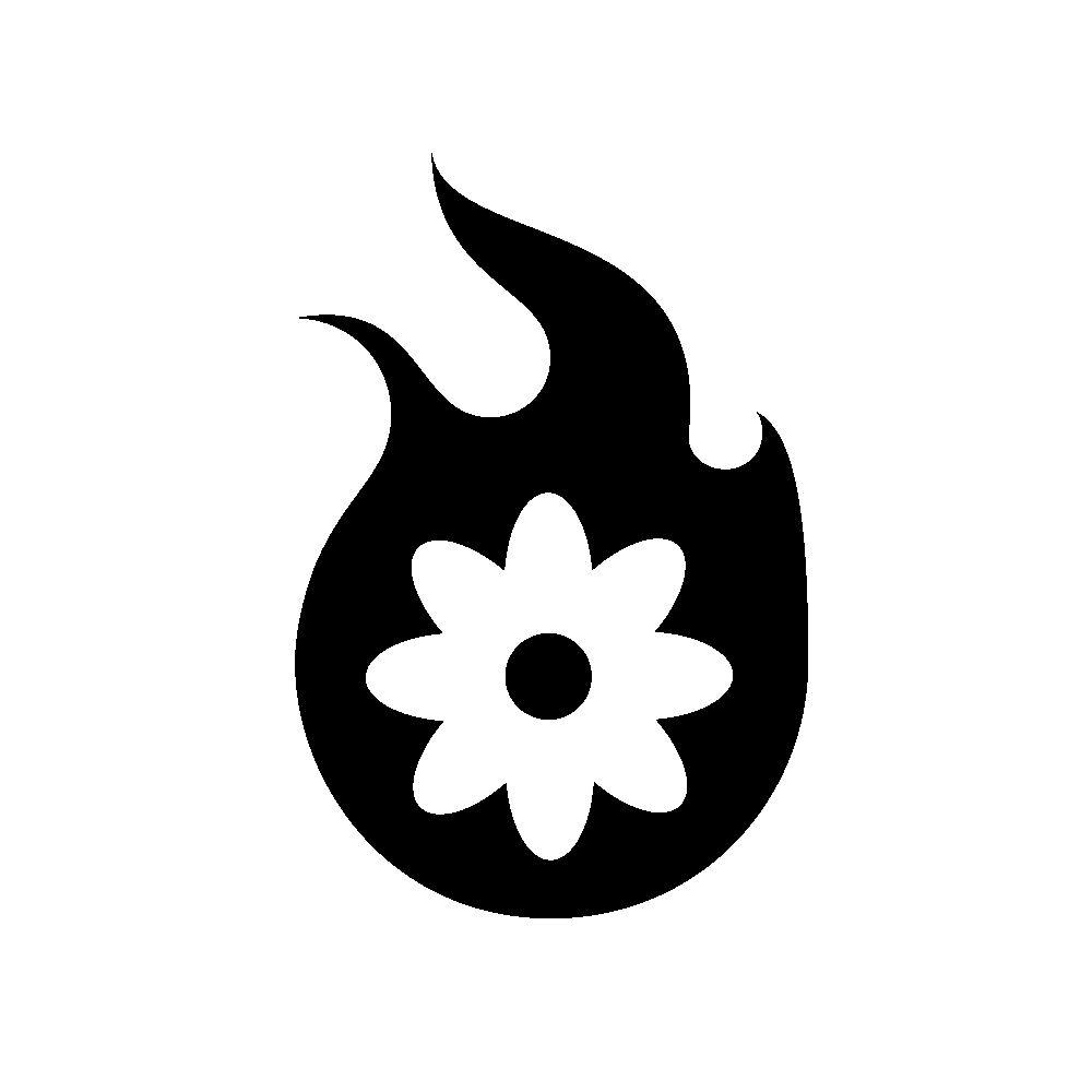 A flower cutout rotates on a flame