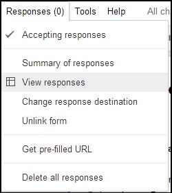 Viewing responses in Google Forms