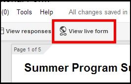 Google Forms - View Live Form