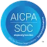 AICPA SOC certification seal with text 'AICPA SOC' and 'independent service auditor'.