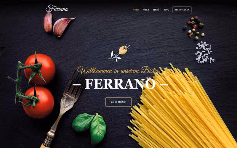 Stilvolle Restaurant-Website mit moderner Benutzeroberfläche, ansprechender Menüdarstellung und Buchungsfunktion.