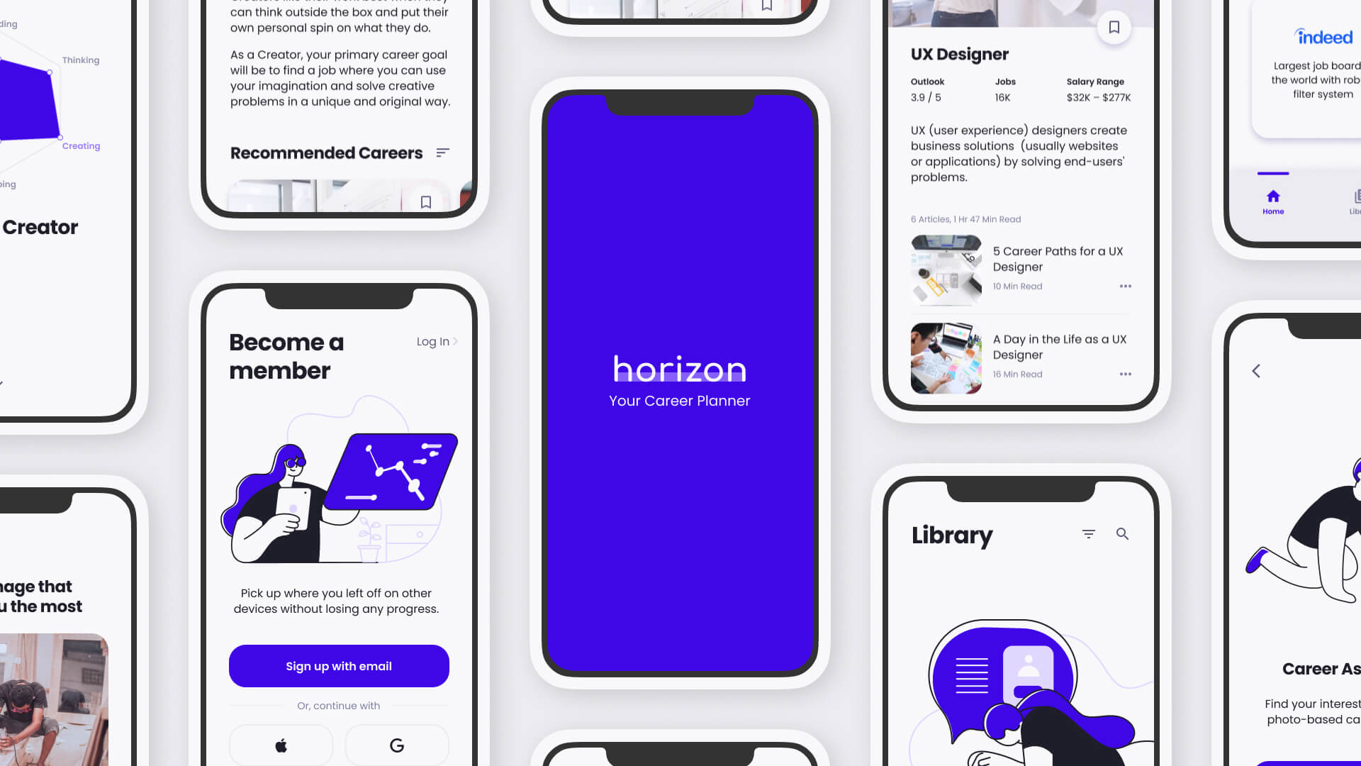 Horizon app screens
