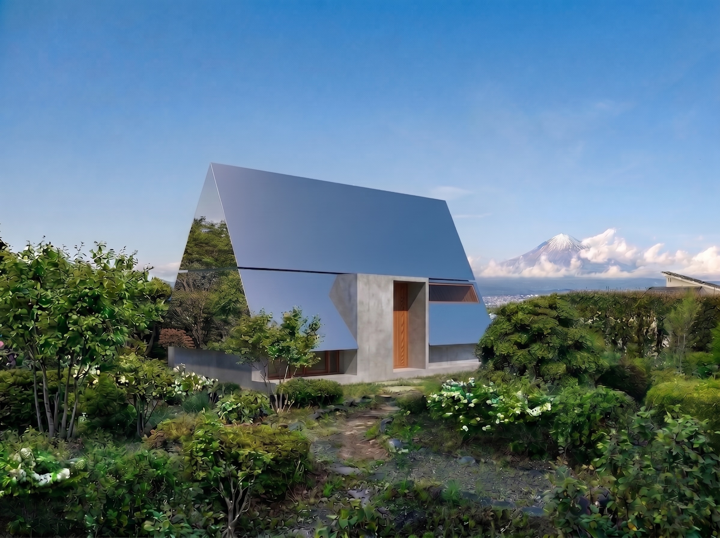 A-haus exterior with Mt. Fuji view