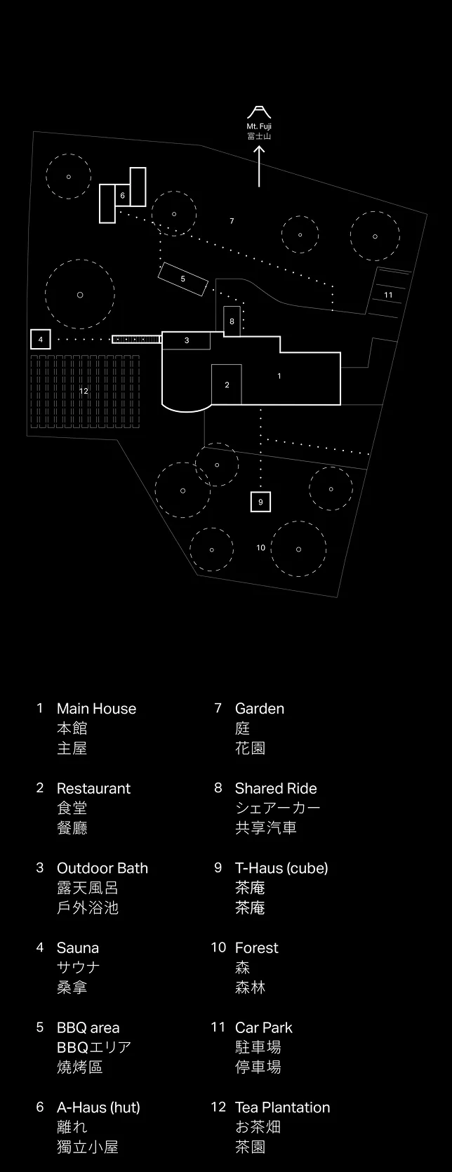 EXP._Teahouse site map showing buildings and outdoor areas