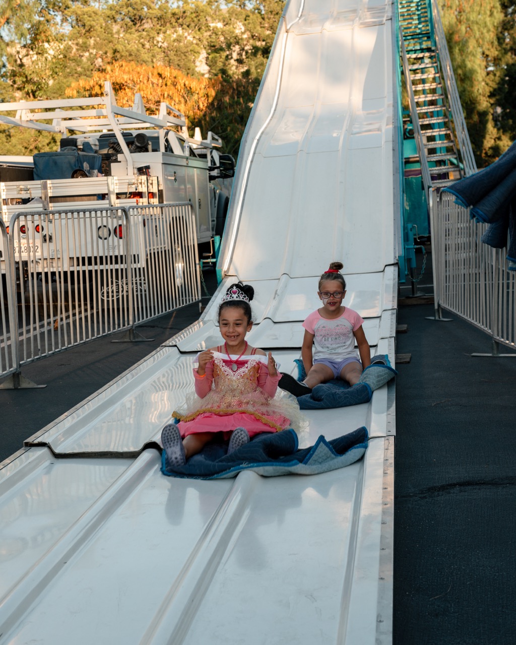 Children enjoying the giant slide at Family Fun Fest