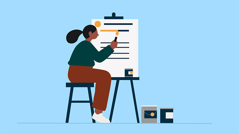 Illustration of a girl creating a legal document template