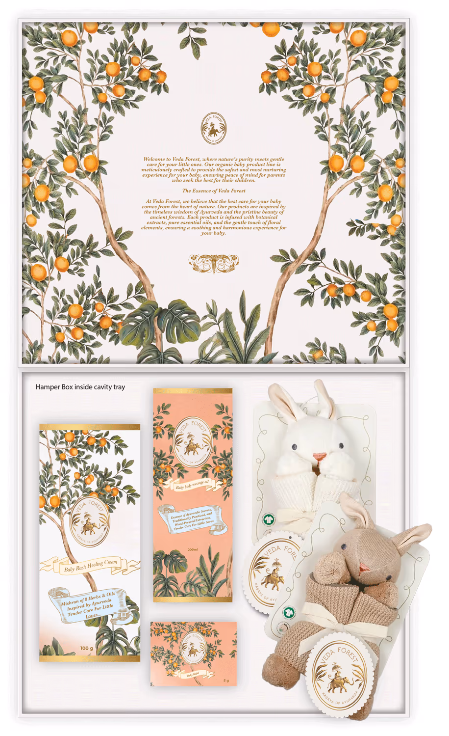 Veda Forest: Ultra Premium Hamper box Inside details for Baby Girl