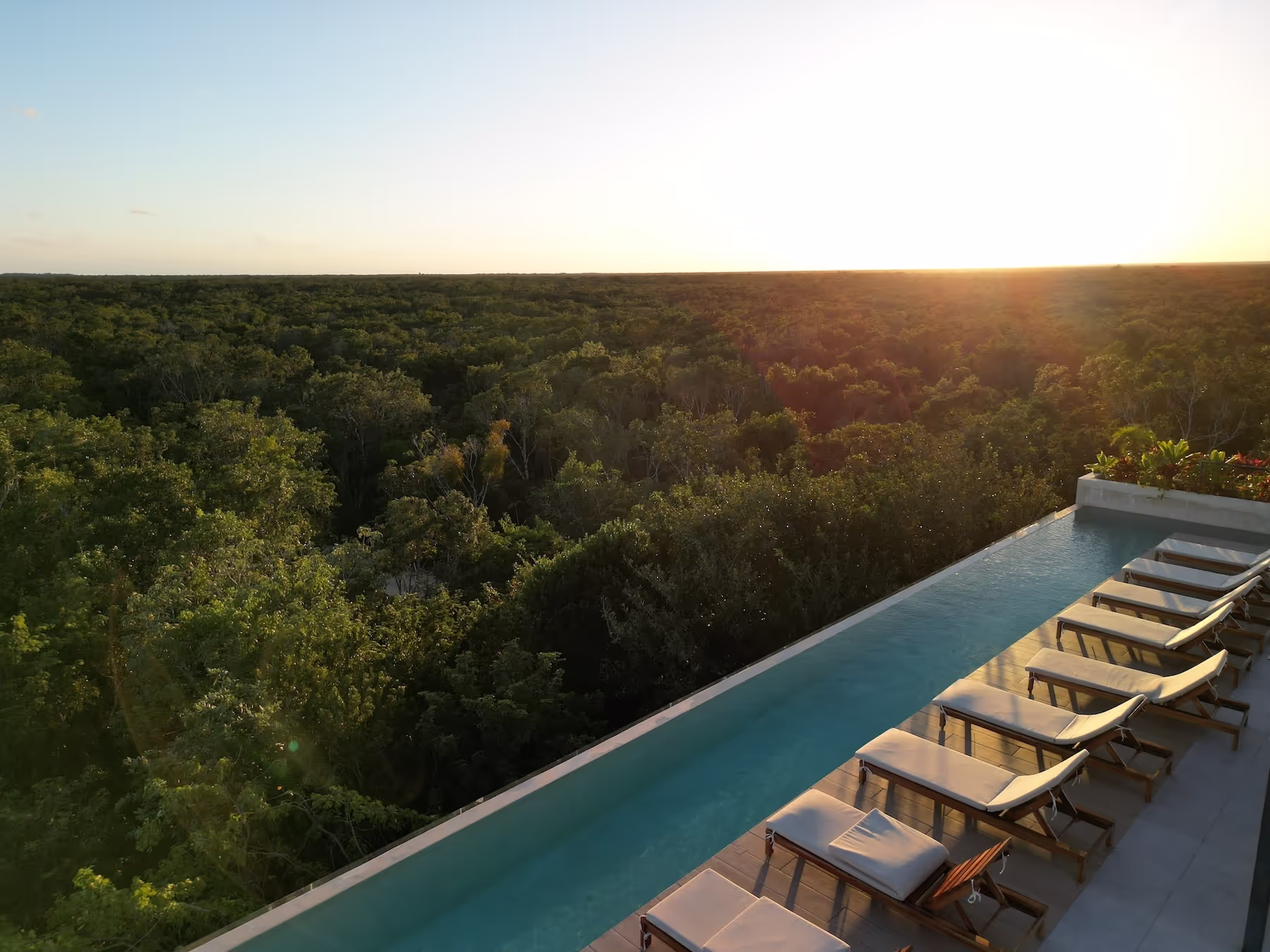 Inmobiliarias en Tulum: alberca infinity en el desarrollo 525 Tulum.