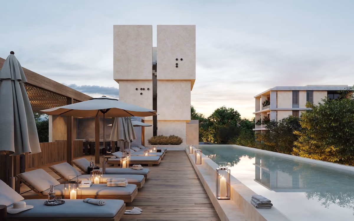 Aerial views of the development Mayab Tulum