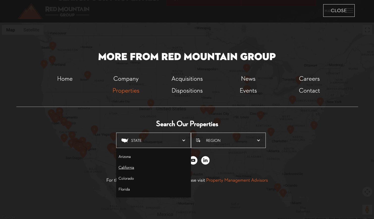 Red Mountain Group dropdown menu