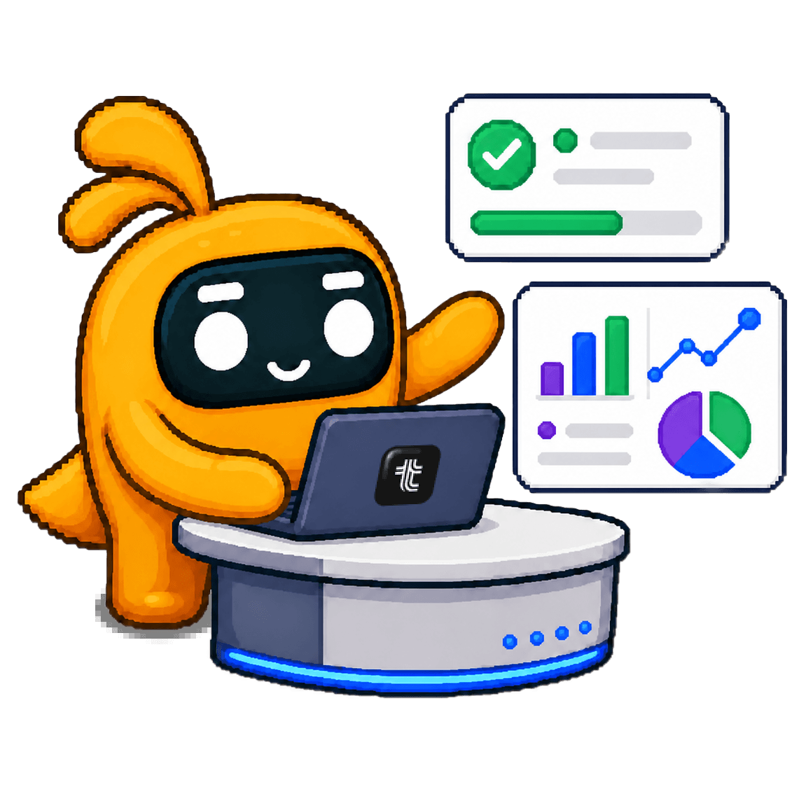 Illustration of Tabby AI assistant sharing reports