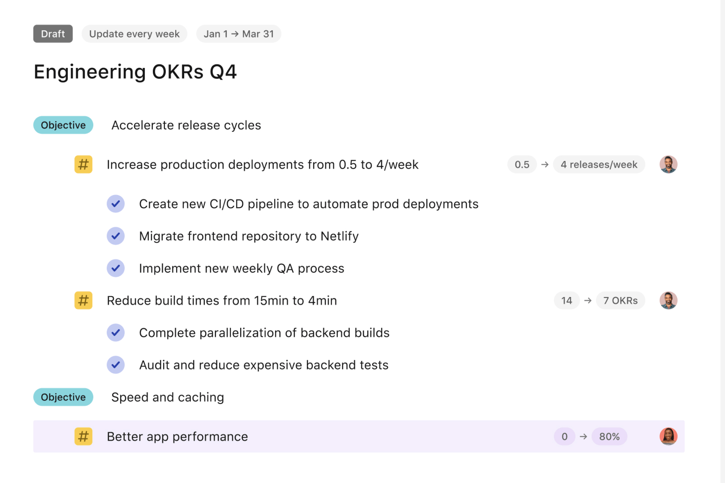 OKR and Goal editor in Tability
