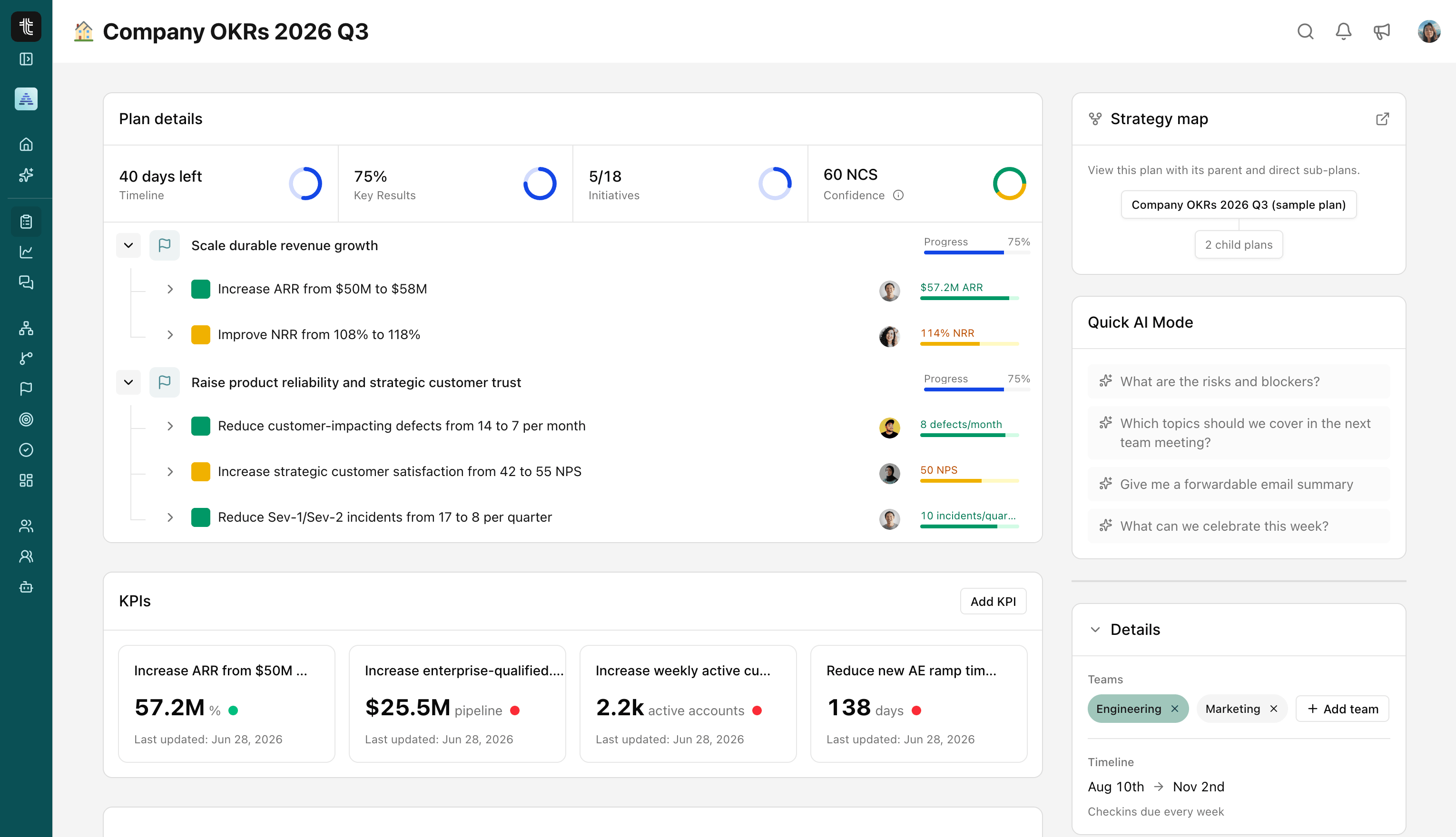 Screenshot of Tability Goal Tracker