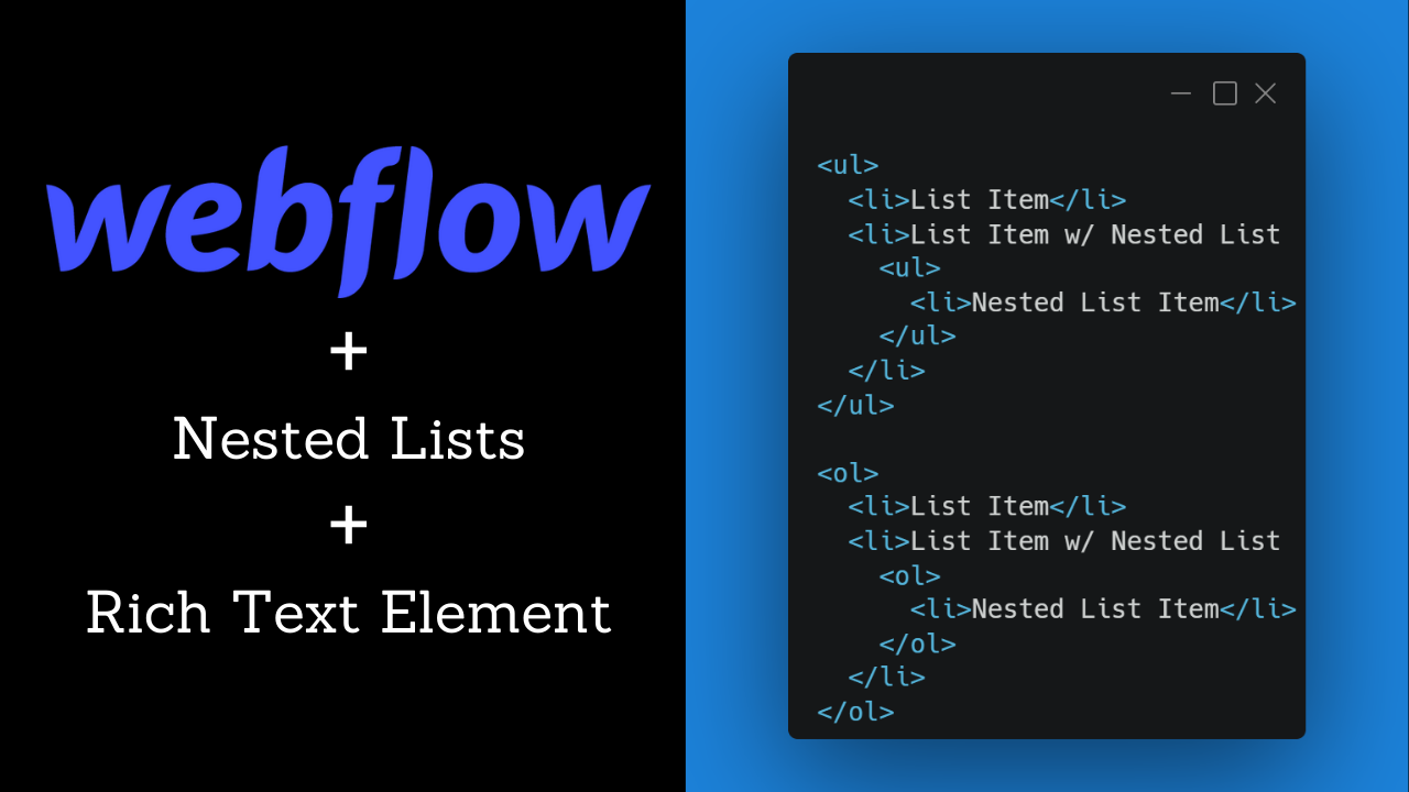 Add Nested Lists (Sub Bullet Lists) in the Webflow CMS | HTML All The ...