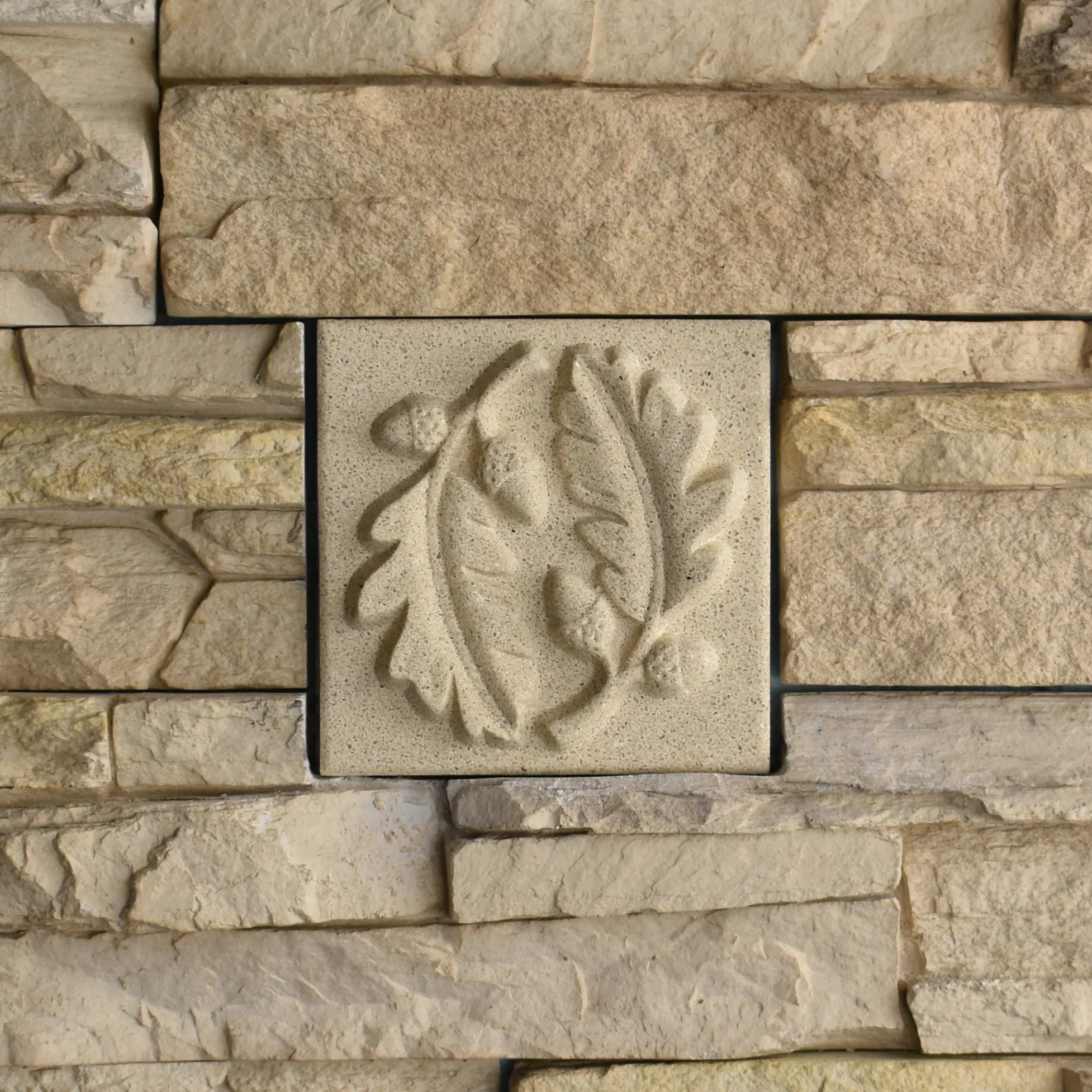 Oak Bas-Relief Cast Stone Masonry Insert Wall Accent by Pineapple Grove Designs