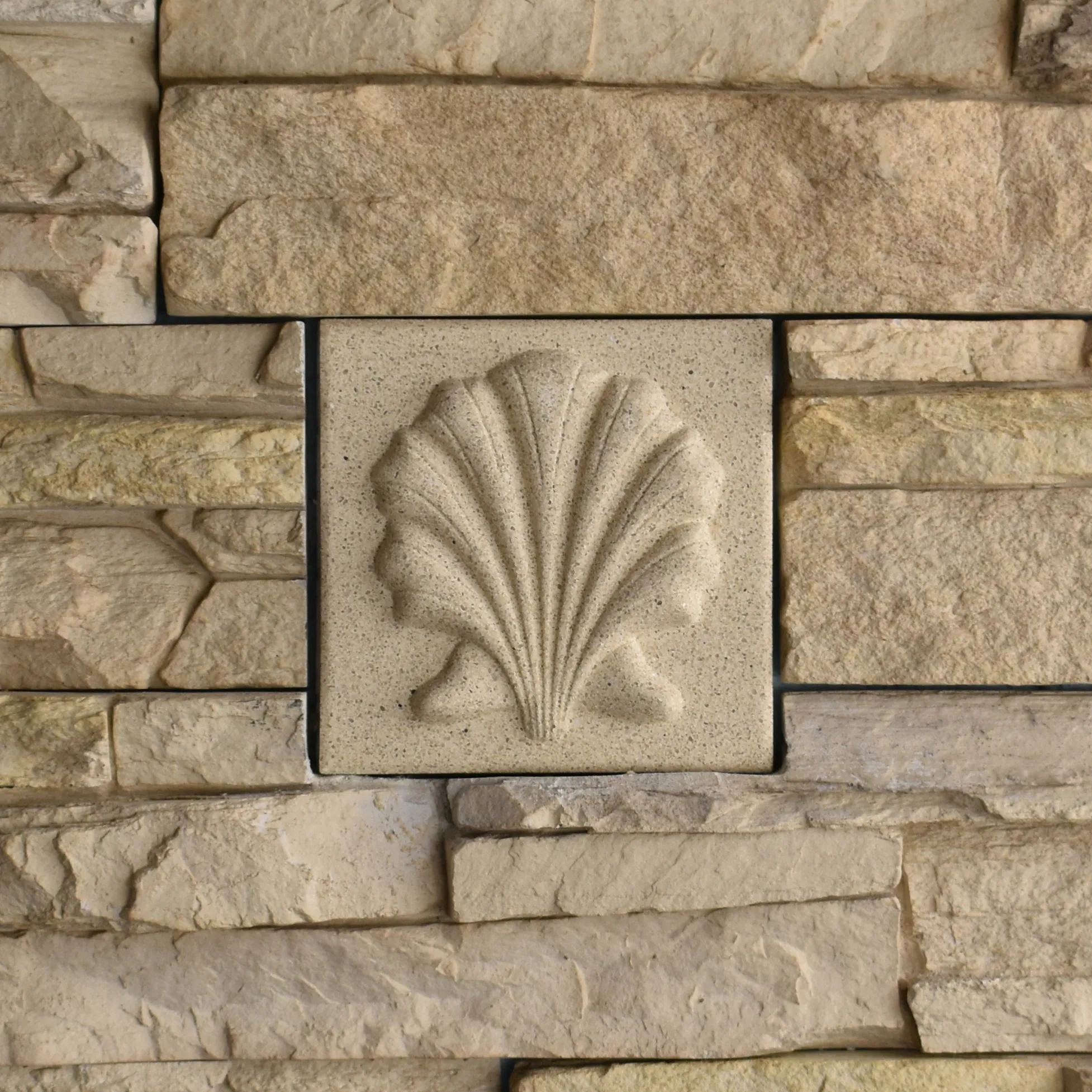 Scallop Bas-Relief Cast Stone Masonry Insert Wall Accent by Pineapple Grove Designs