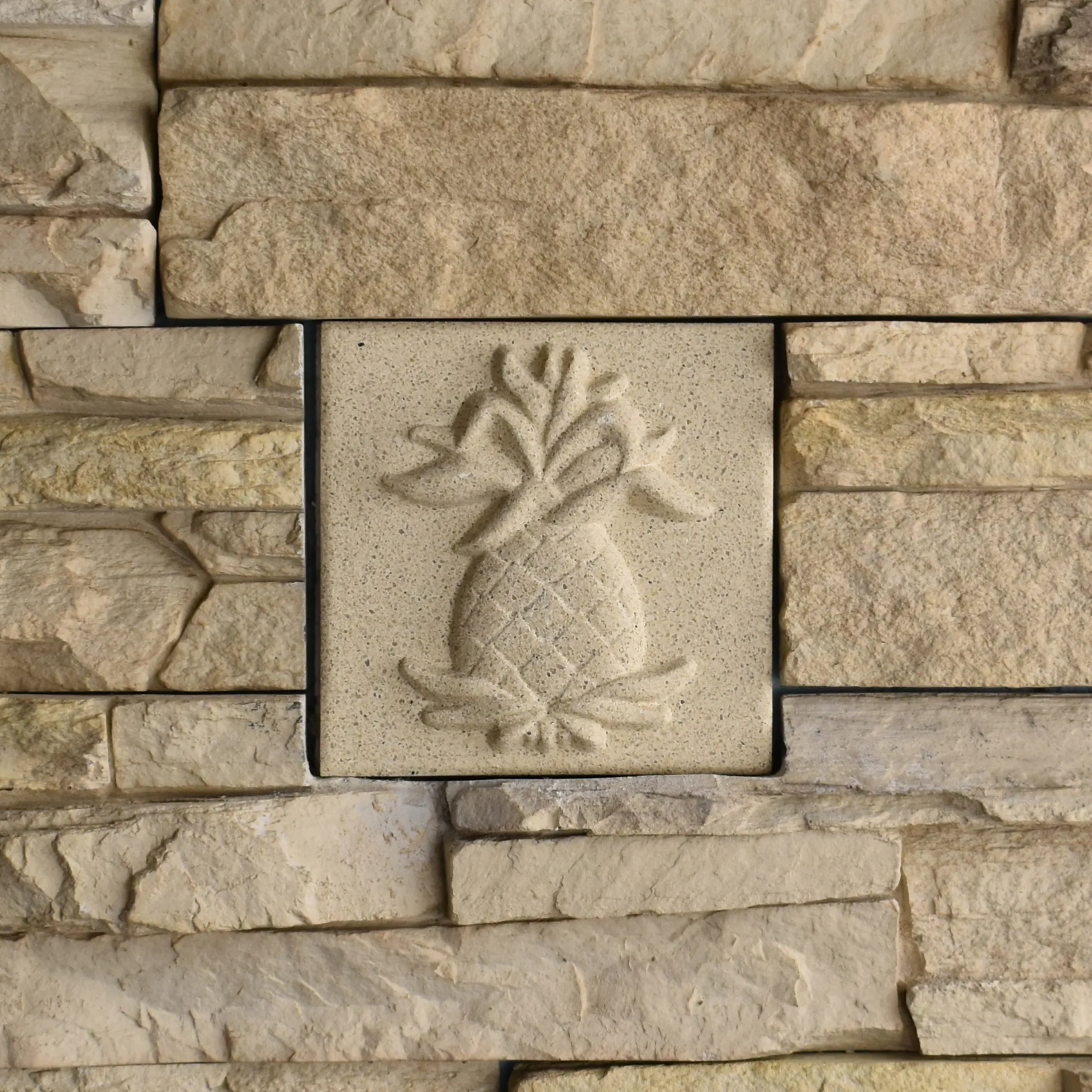 Welcoming Pineapple Bas-Relief Cast Stone Masonry Insert Wall Accent by Pineapple Grove Designs