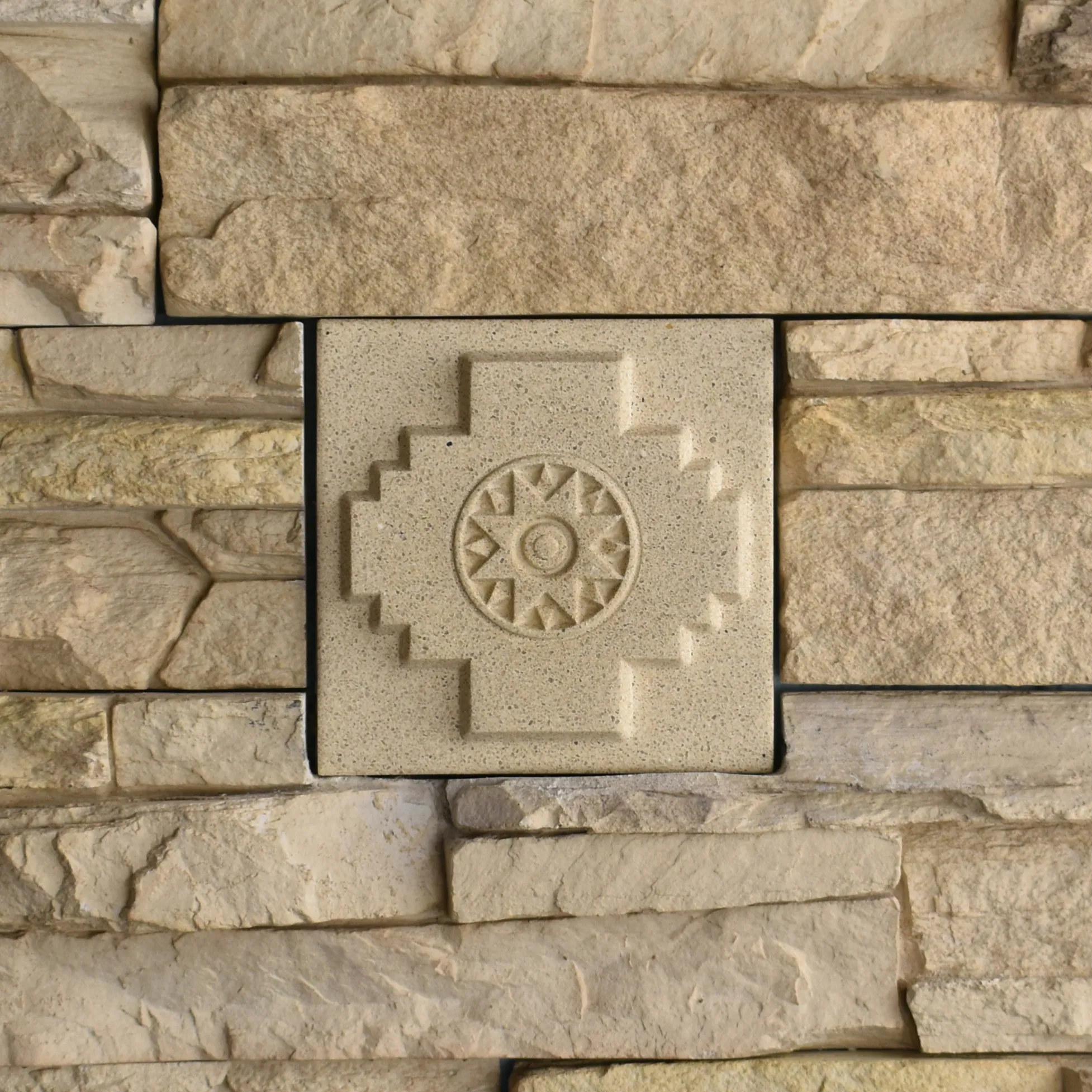 Santa Fe Cross Bas-Relief Cast Stone Masonry Insert Wall Accent by Pineapple Grove Designs