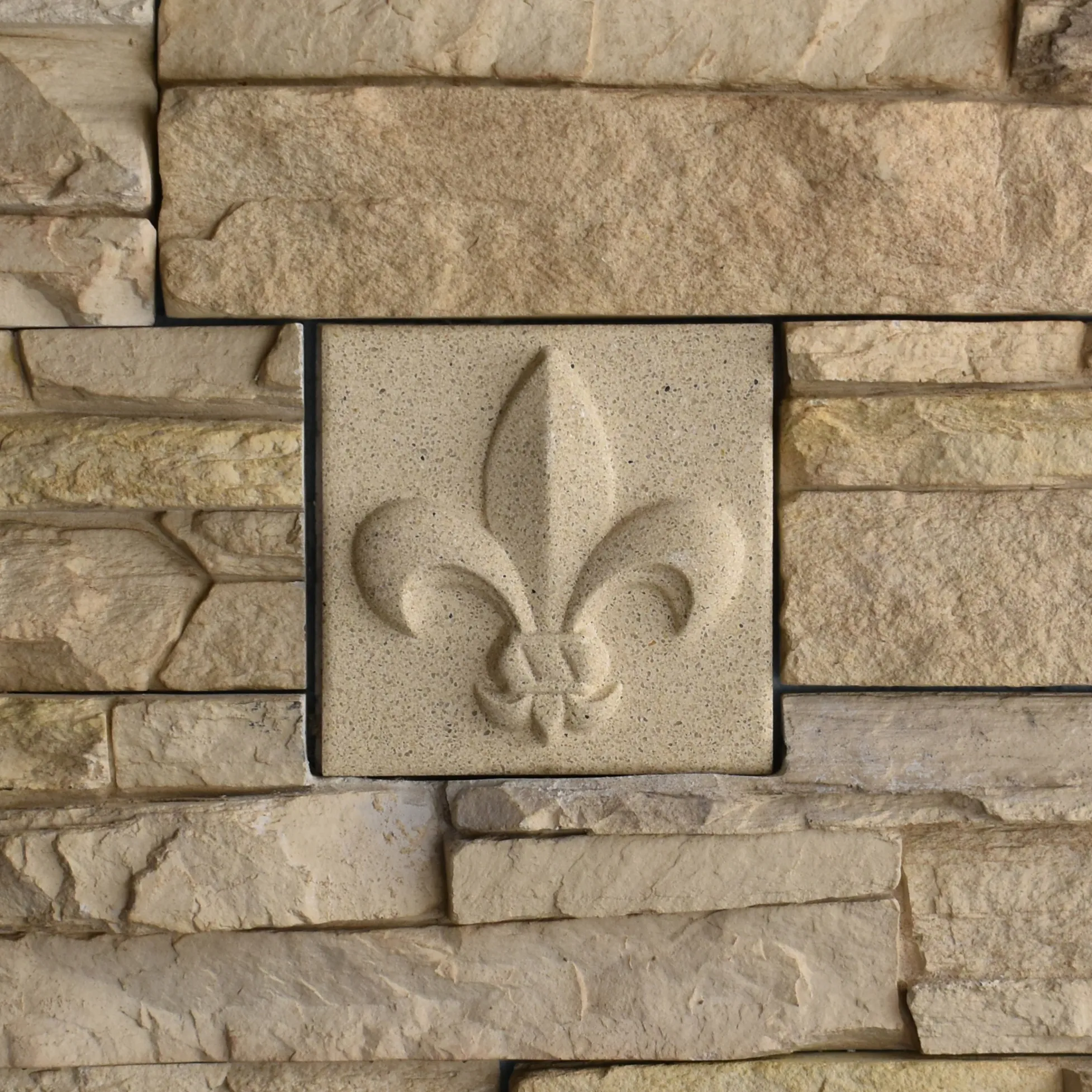 Fleur-de-Lis Bas-Relief Cast Stone Masonry Insert Wall Accent by Pineapple Grove Designs

