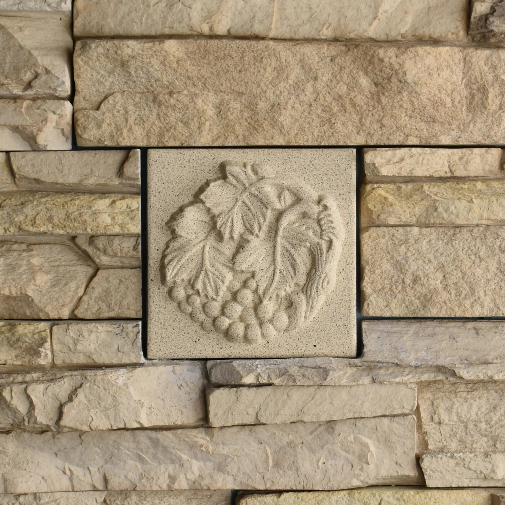 Grape Vine Bas-Relief Cast Stone Masonry Insert Wall Accent by Pineapple Grove Designs