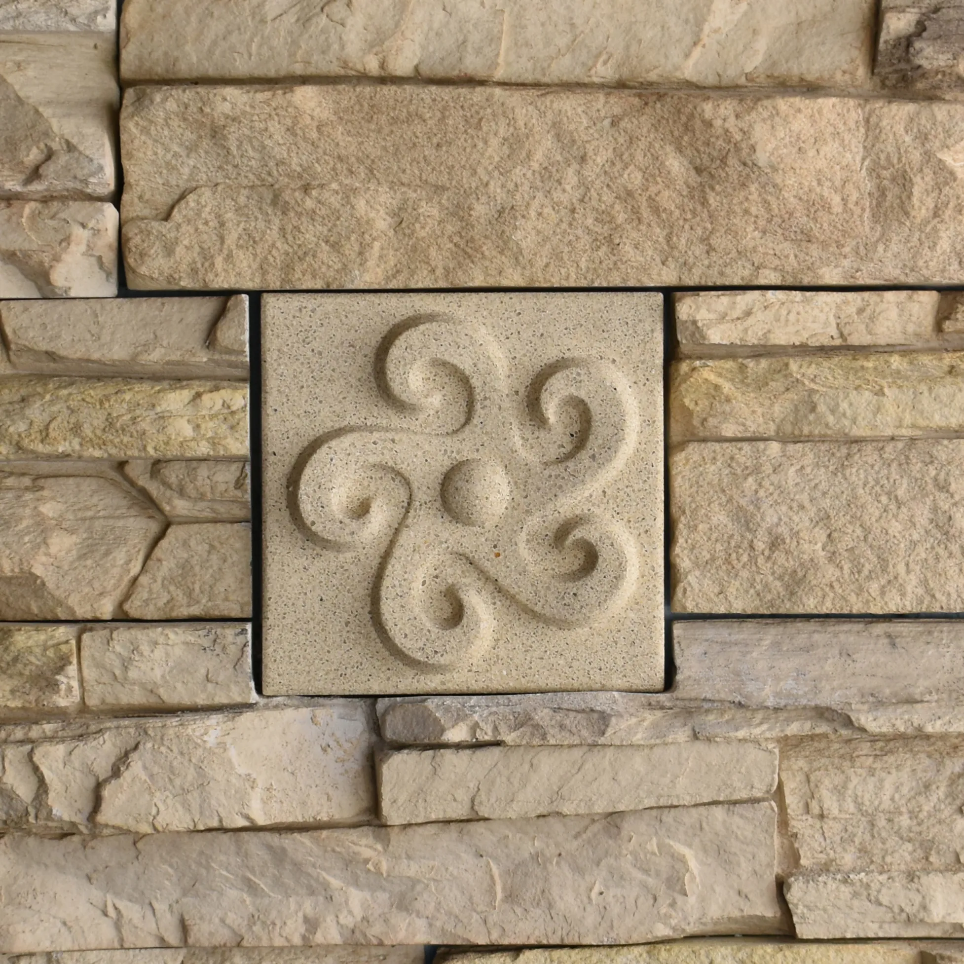Vitruvian Wave Left Bas-Relief Cast Stone Masonry Insert Wall Accent by Pineapple Grove Designs