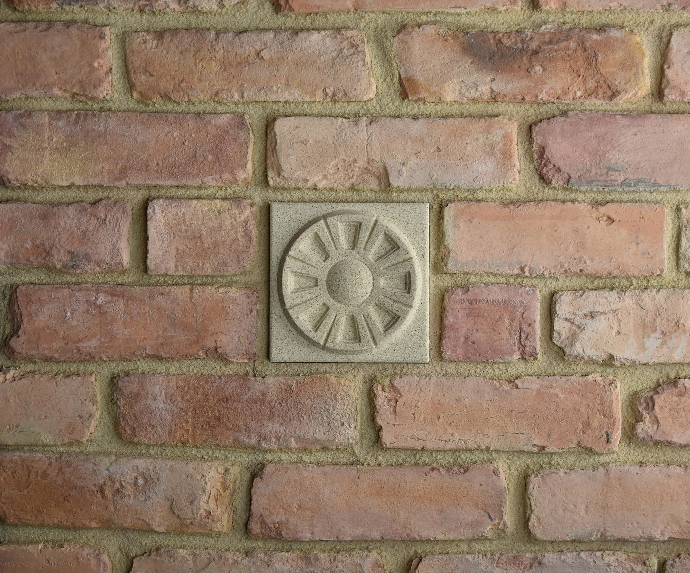 Sunburst Bas-Relief Cast Stone Masonry Insert Wall Accent by Pineapple Grove Designs