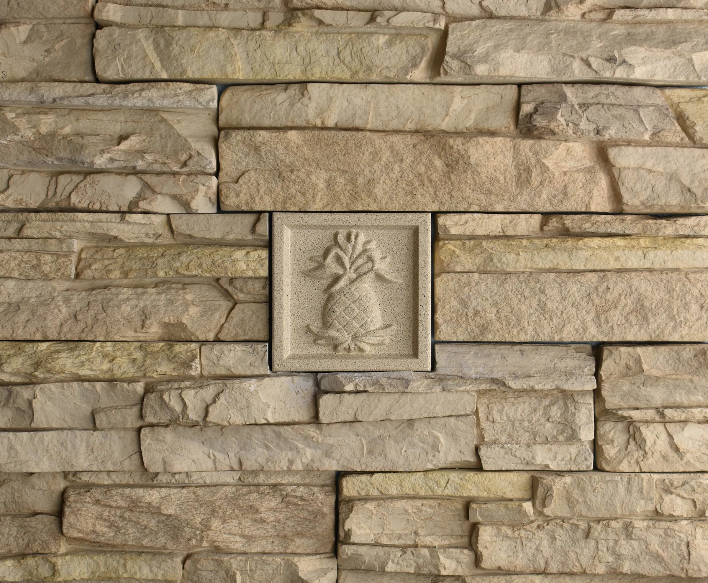 Welcoming Pineapple Bas-Relief Cast Stone Masonry Insert Wall Accent by Pineapple Grove Designs
