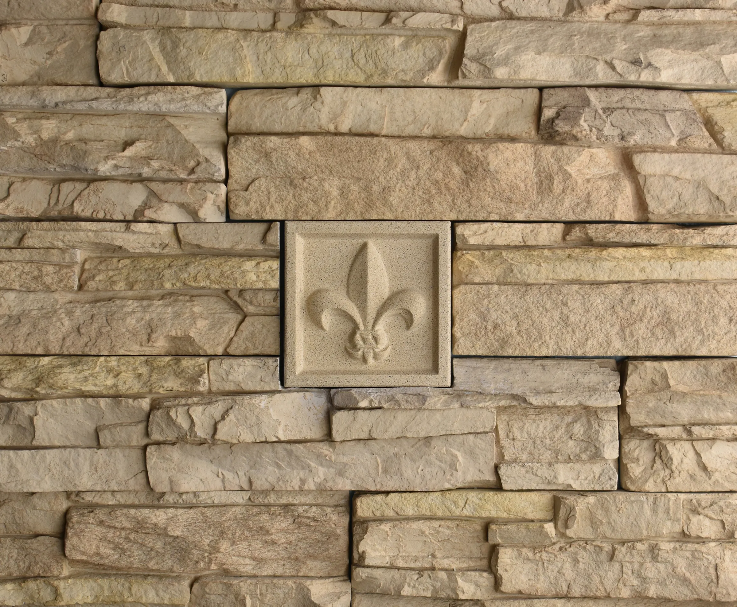 Fleur-de-Lis Bas-Relief Cast Stone Masonry Insert Wall Accent by Pineapple Grove Designs
