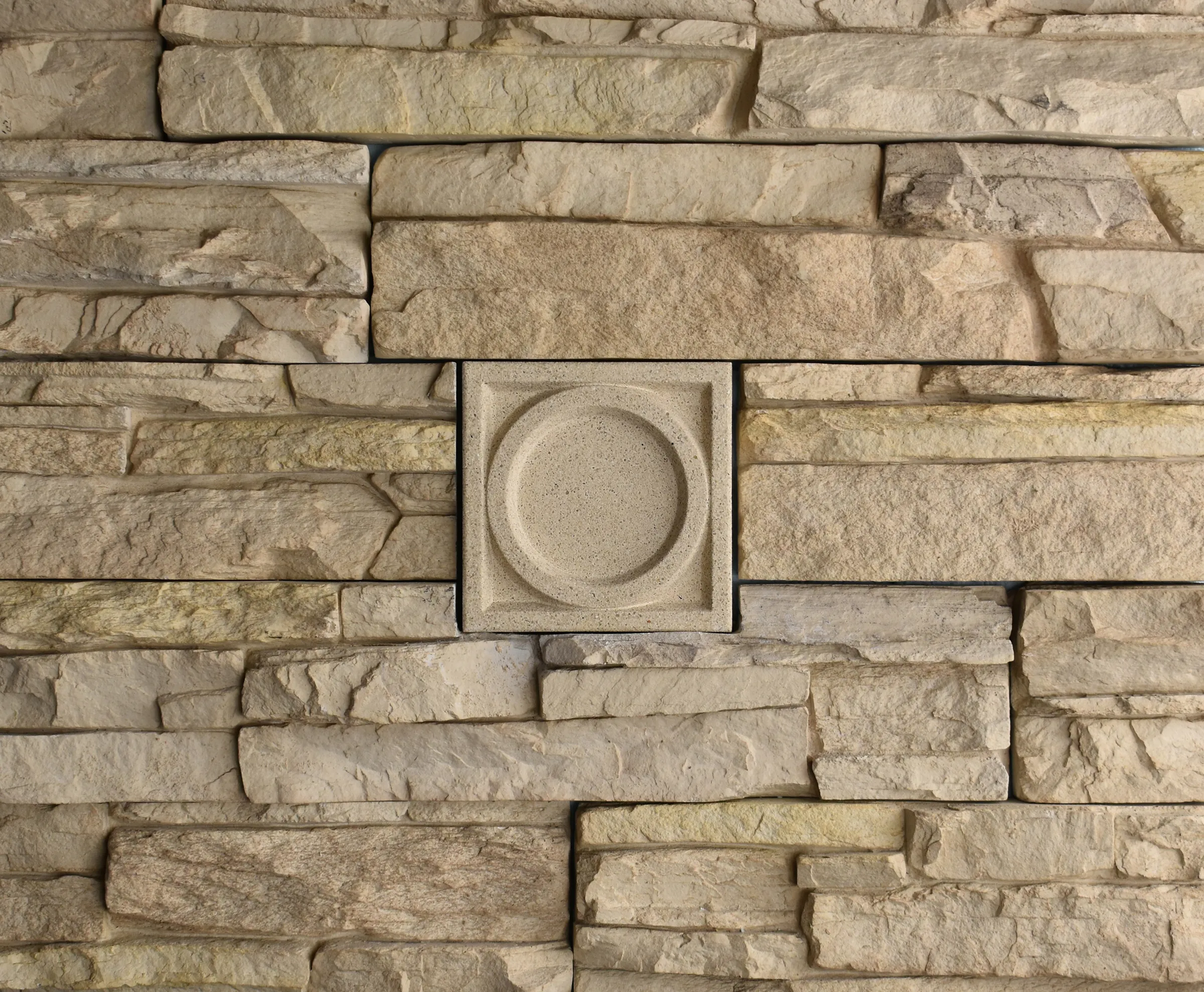 Circle Square Bas-Relief Cast Stone Masonry Insert Wall Accent by Pineapple Grove Designs