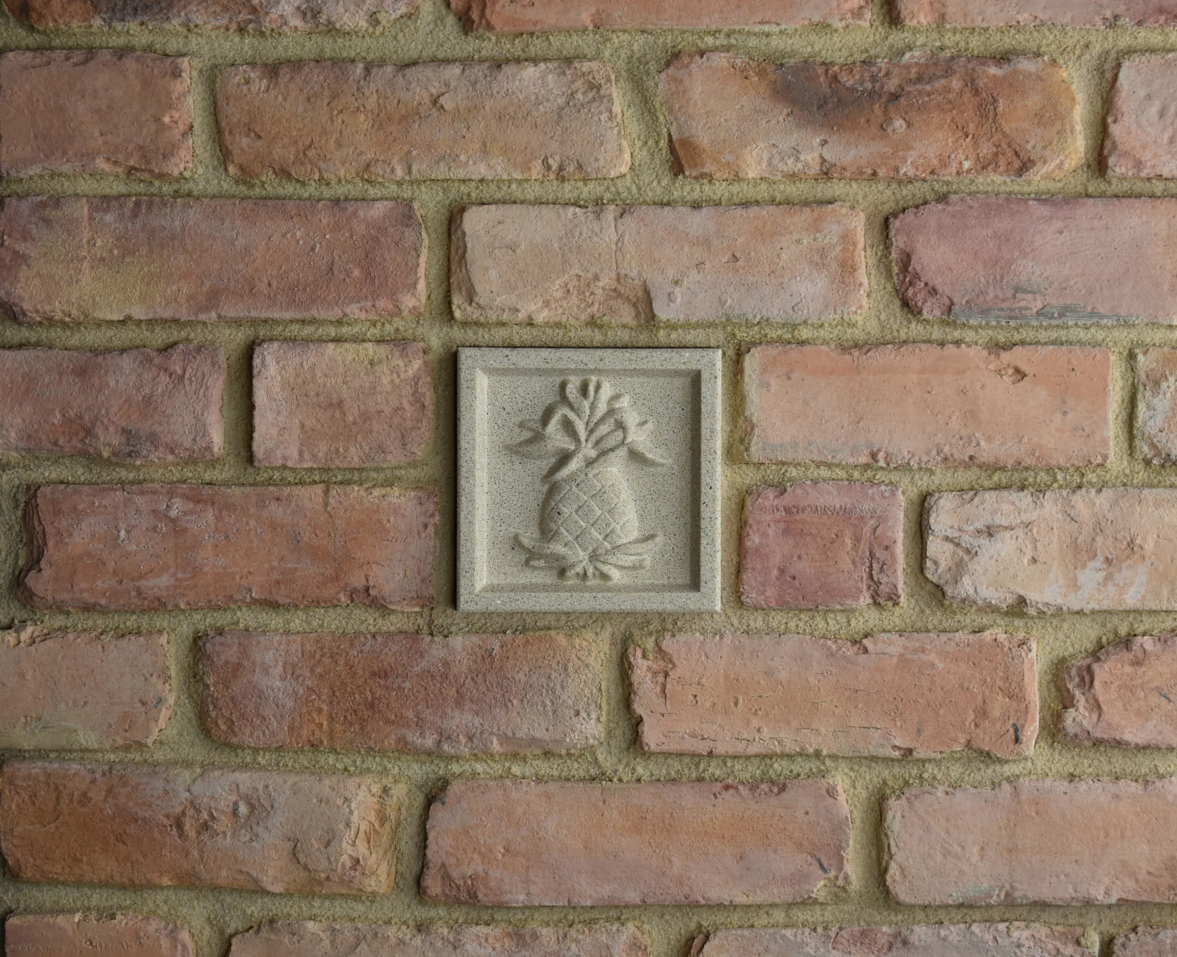 Welcoming Pineapple Bas-Relief Cast Stone Masonry Insert Wall Accent by Pineapple Grove Designs
