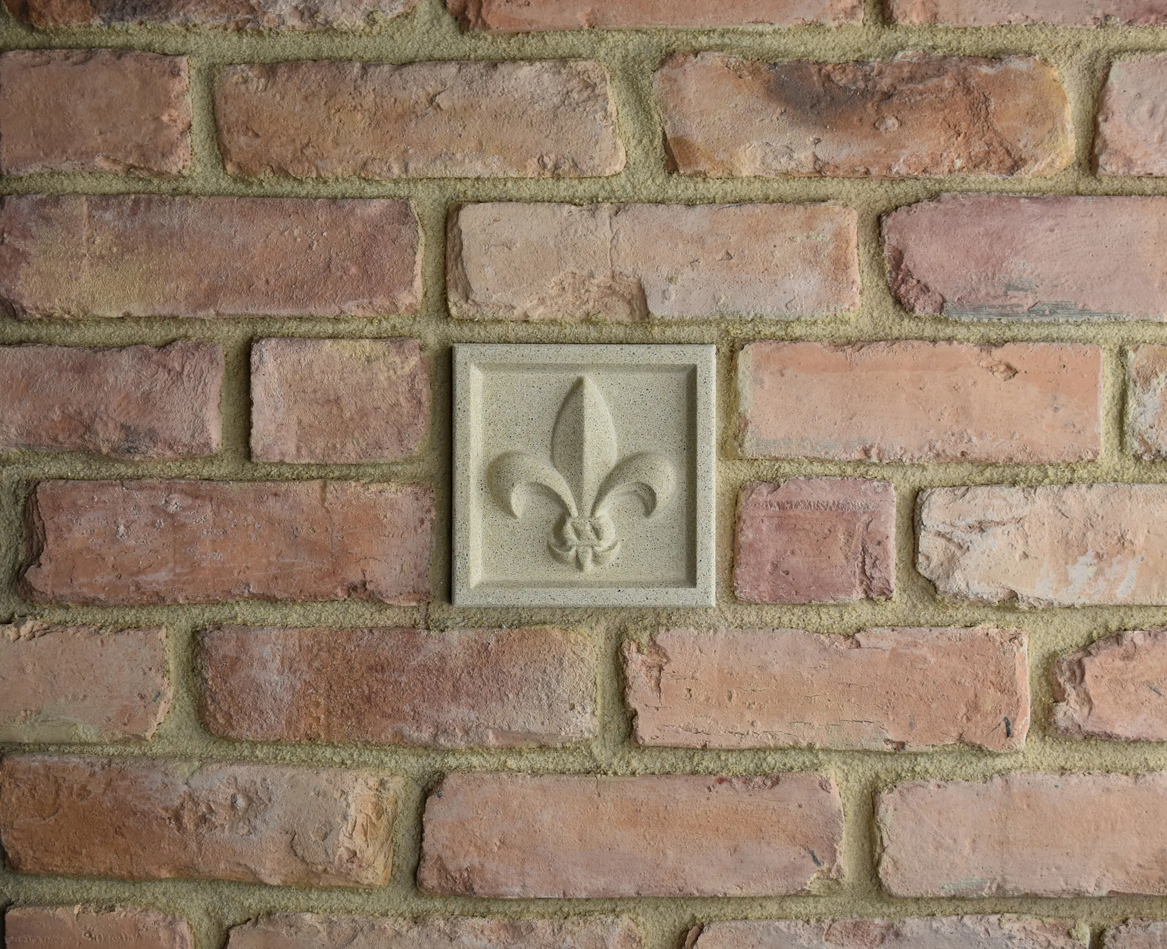 Fleur-de-Lis Bas-Relief Cast Stone Masonry Insert Wall Accent by Pineapple Grove Designs
