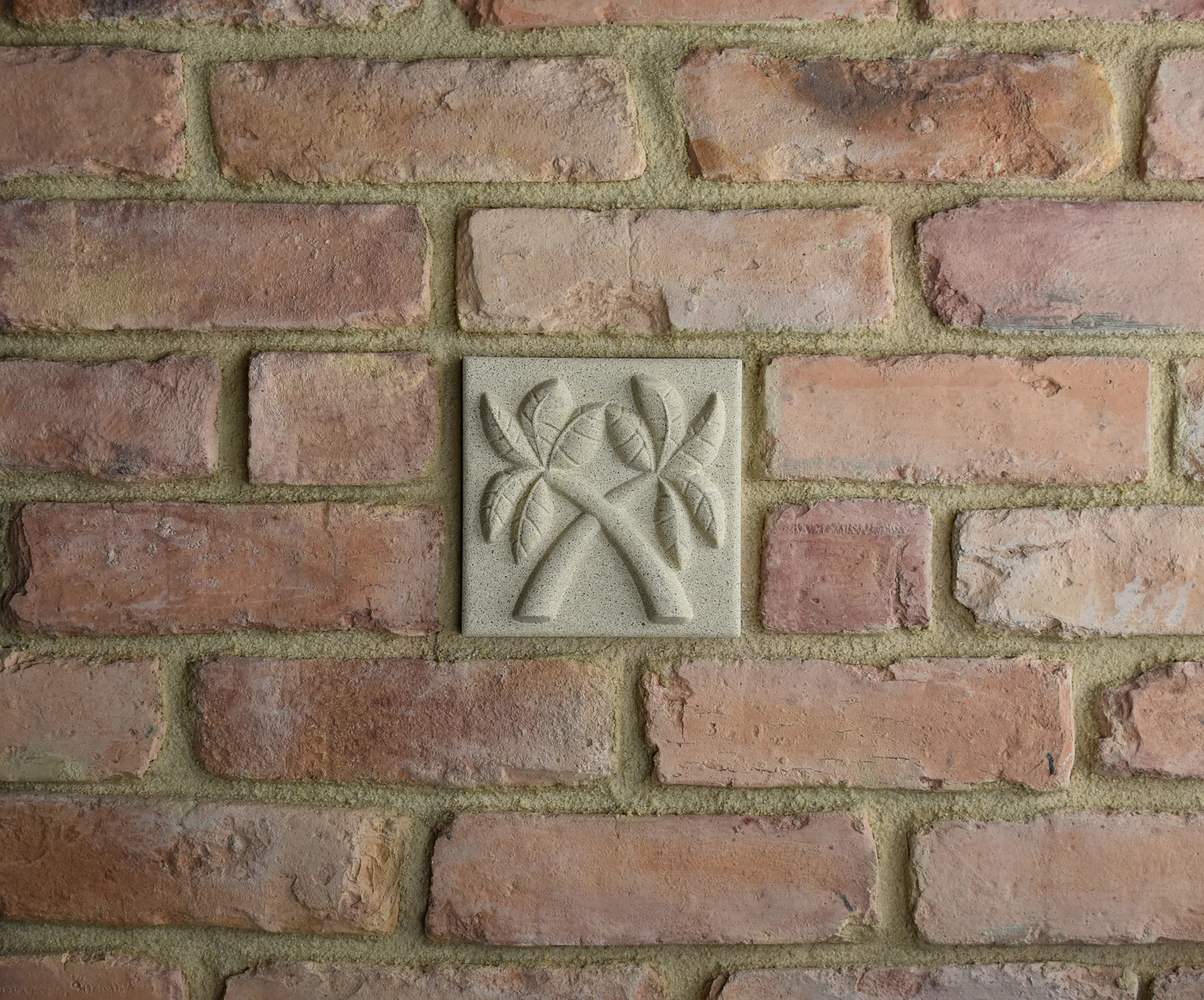 Palmate Bas-Relief Cast Stone Masonry Insert Wall Accent by Pineapple Grove Designs