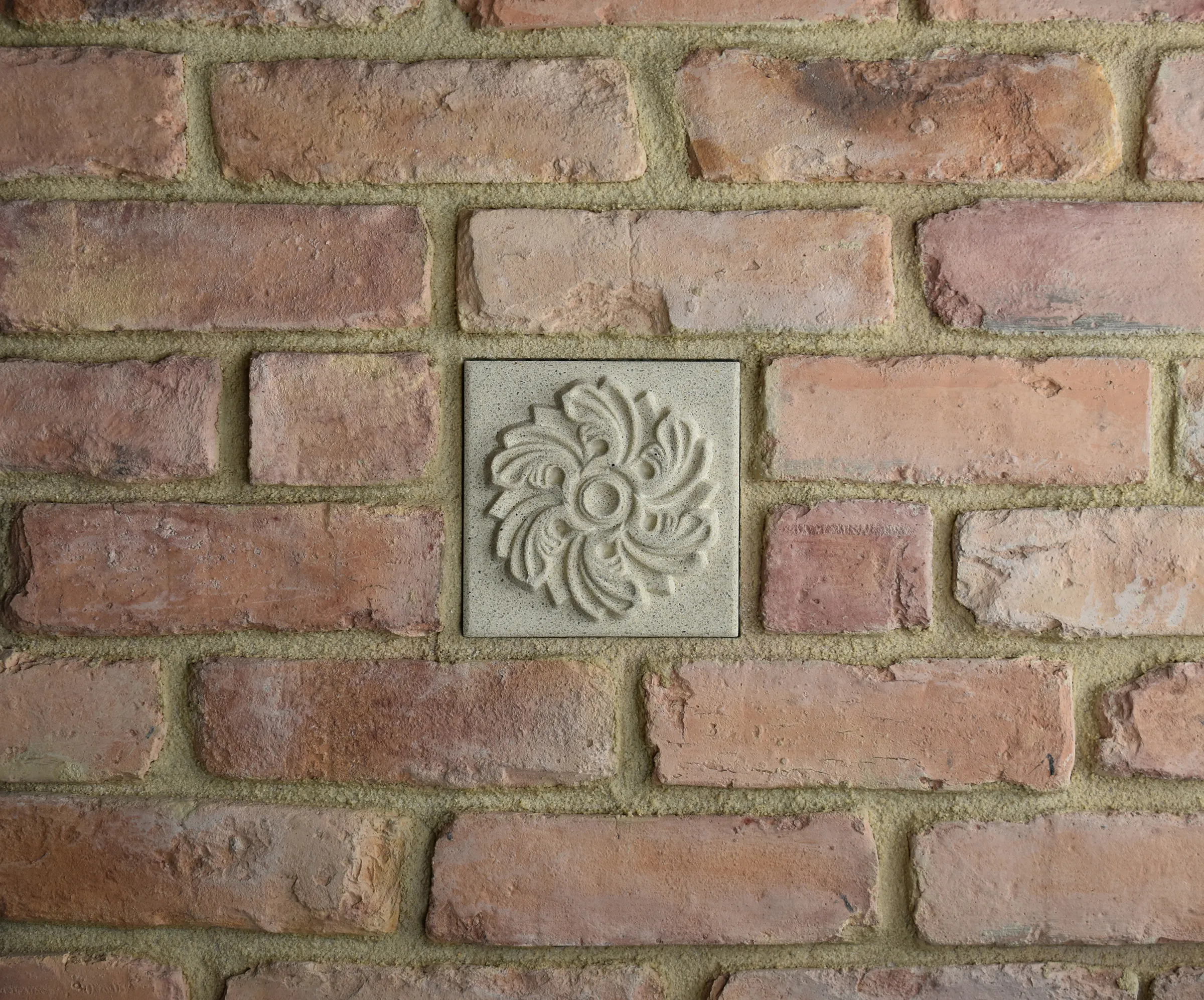 Spiraling Leaves Bas-Relief Cast Stone Masonry Insert Wall Accent by Pineapple Grove Designs