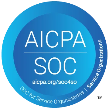 AICPA SOC badge with text 'SOC for Service Organizations | Service Organizations' and URL aicpa.org/soc4so.