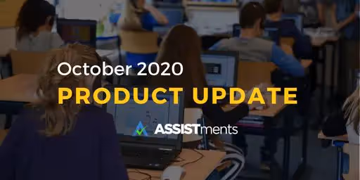 The latest ASSISTments product update adds the functionality to download Assignment Reports, upload scores to Google Classroom, and assign the teacher role to other teachers.