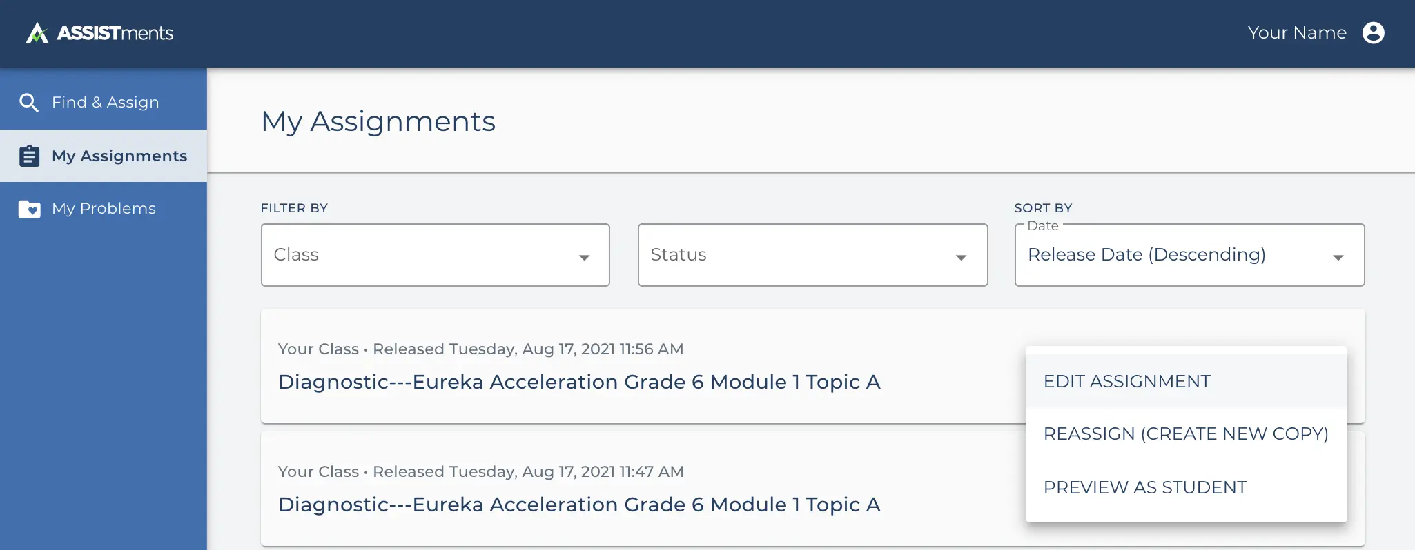How can I preview the student view before assigning Image 4