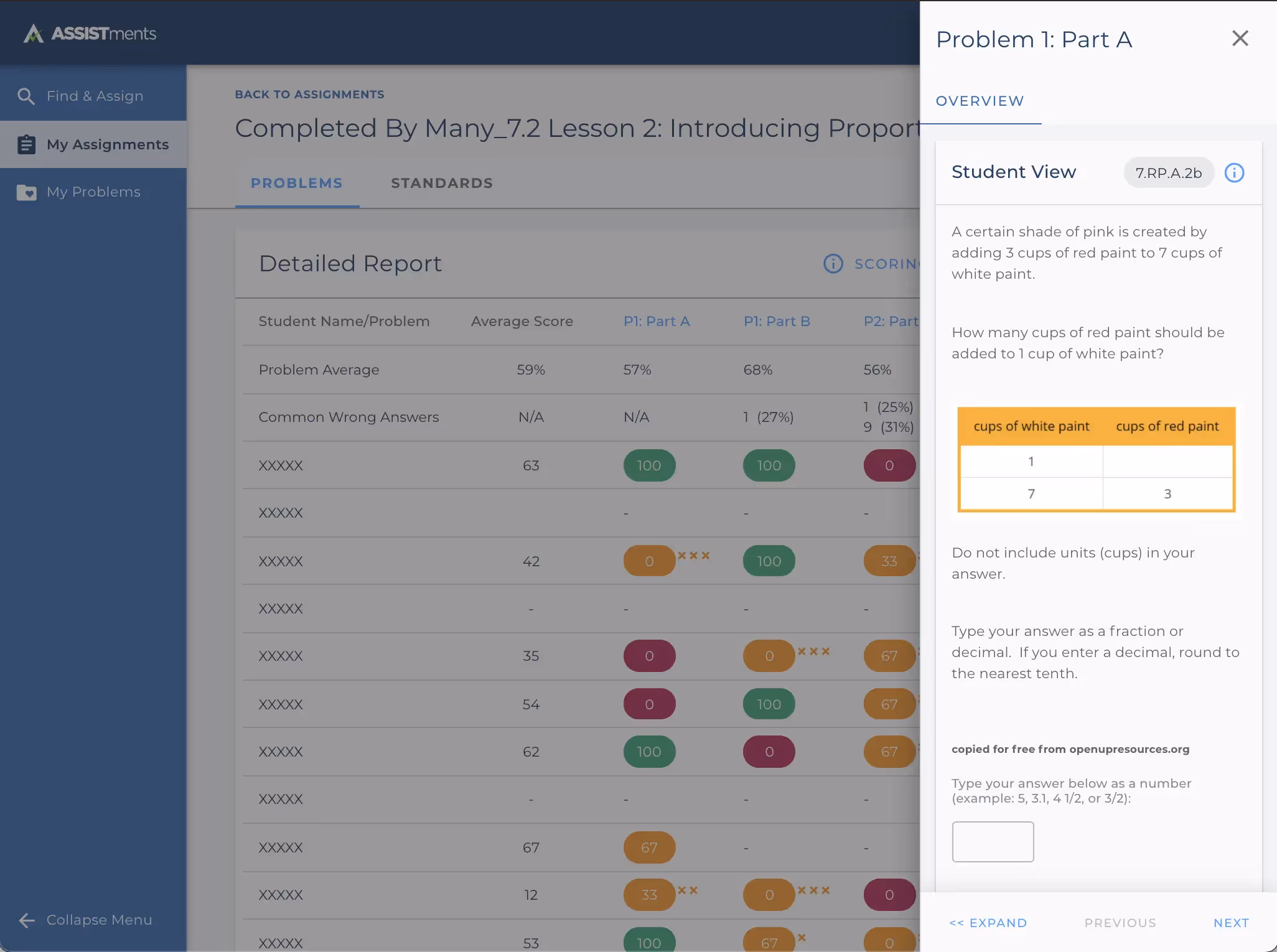 Once you click either of these options, a side panel will appear on the right side of your screen showing the problem you've selected Image