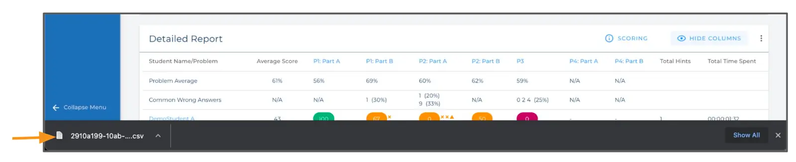 Downloading the Assignment Report Image 4