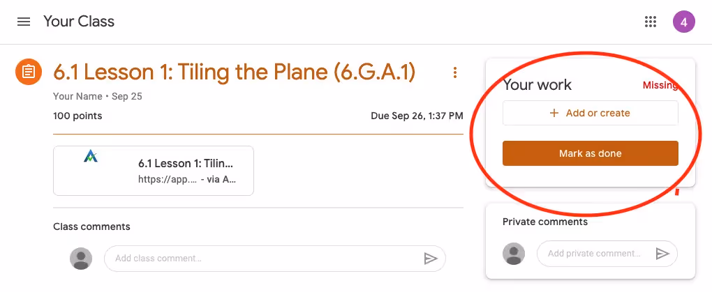 In Google Classroom, students can press the "mark as done" button whether or not they actually completed the assignment image