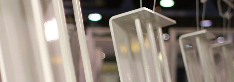 Painted parts on the line