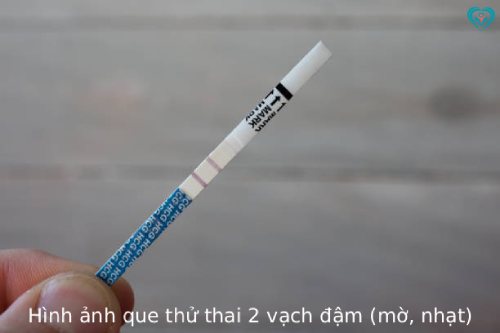 Hình ảnh que thử thai 2 vạch đậm (mờ, nhạt)