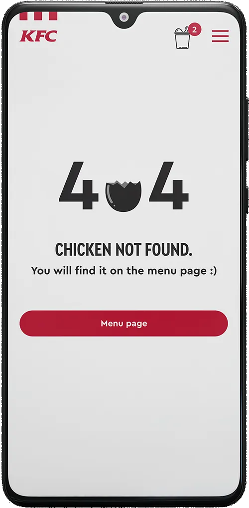 KFC mobile screen – 404
