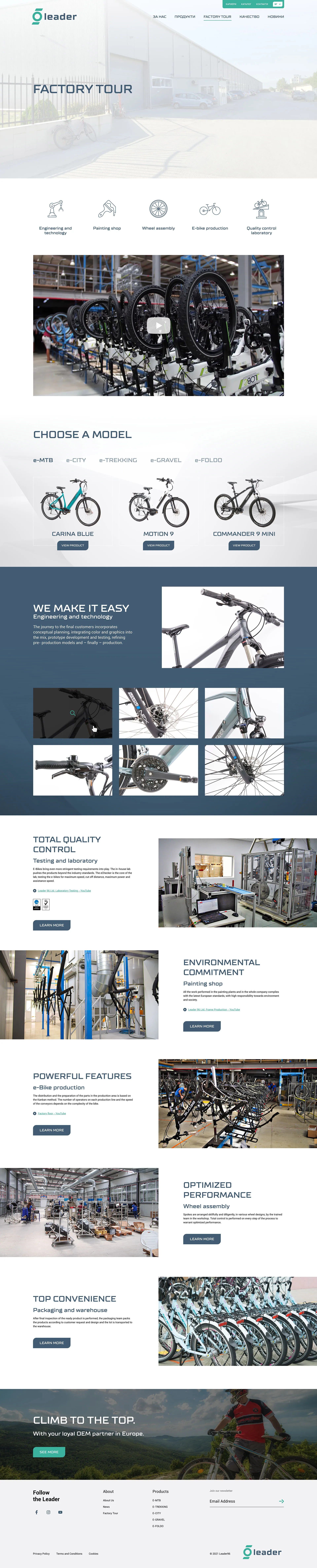 Leader 96 desktop screen – Factory tour