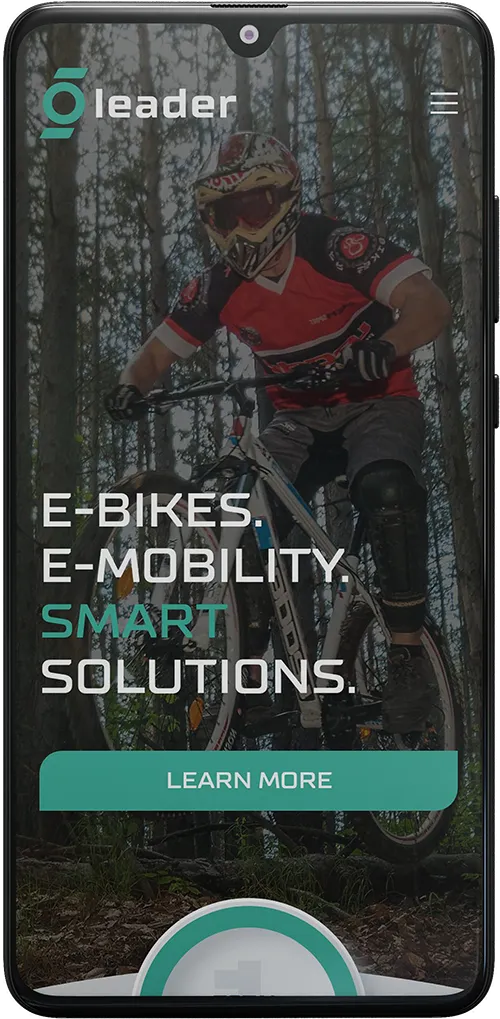 Leader 96 mobile screen – hero section