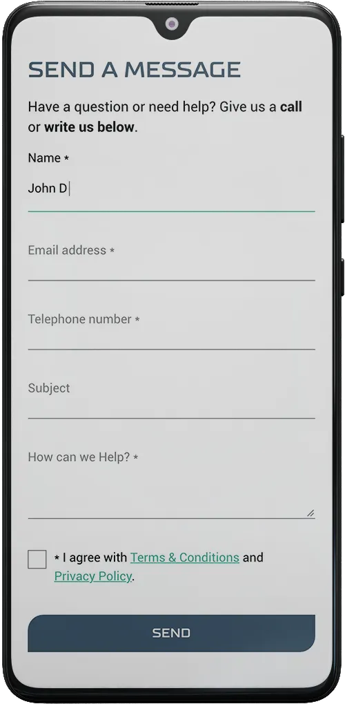 Leader 96 mobile screen – send a message 