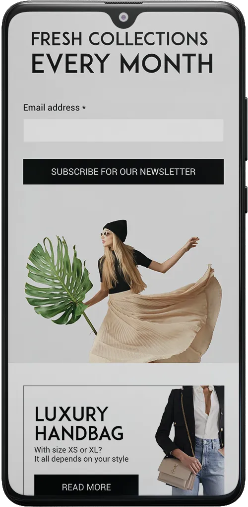 ALL-U-RE mobile screen – subscribe for newsletters
