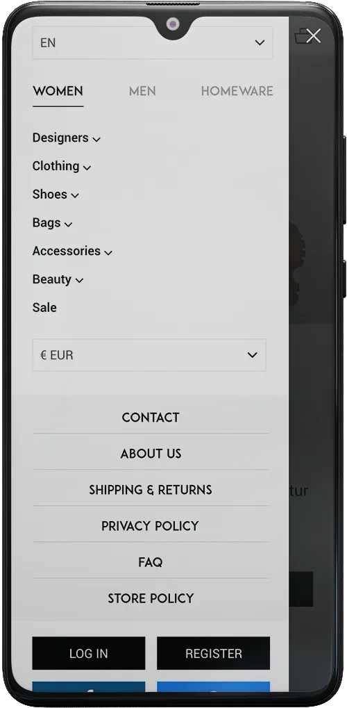 ALL-U-RE mobile screen – navigation