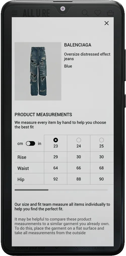 ALL-U-RE mobile screen – product size