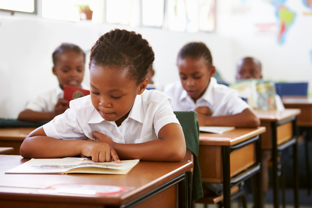 Children studying in a classroom