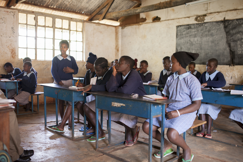 Secondary school students in a classroom in Africa